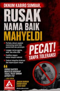 Oknum Kabiro Sumbar Rusak Nama Baik Mahyeldi