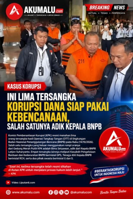 KPK Tahan Lima Tersangka Dugaan Korupsi Dana Siap Pakai Bencana di BNPB, Adik Kepala BNPB Ikut Terseret