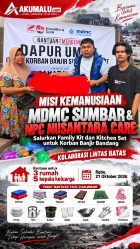 MDMC Sumbar dan NPC Nusantara Care Salurkan Family Kit dan Kitchen Set untuk Korban Banjir Bandang