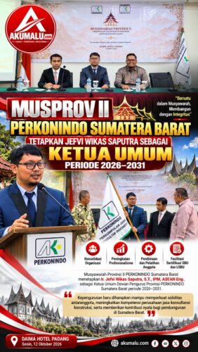 Musprov II PERKONINDO Sumbar Tetapkan Jefvi Wikas Saputra sebagai Ketua Umum Periode 2026–2031